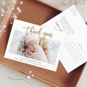 Simple Gold Script Foto Baby Dank u Briefkaart