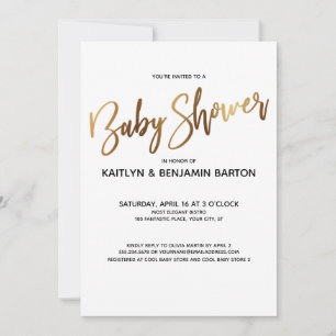 Simple Gold Typography Baby shower Kaart