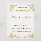 Simple Gold Wedding Invitation – Soft & Elegant Mi Kaart (Voorkant)