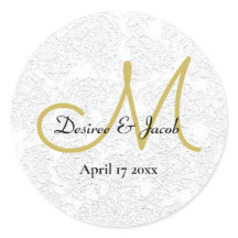 Simple Gold White Black Elegant Weddenschap Monogr