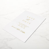 Simple Gold & White Photo Wedding Save the Date Folie Uitnodiging (Gedraaid)