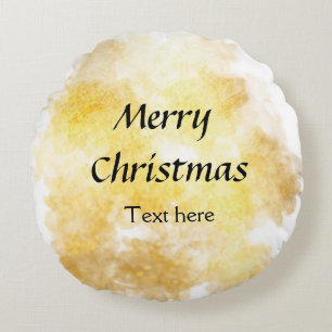 Simple golden add your text merry Christmas custom Rond Kussen