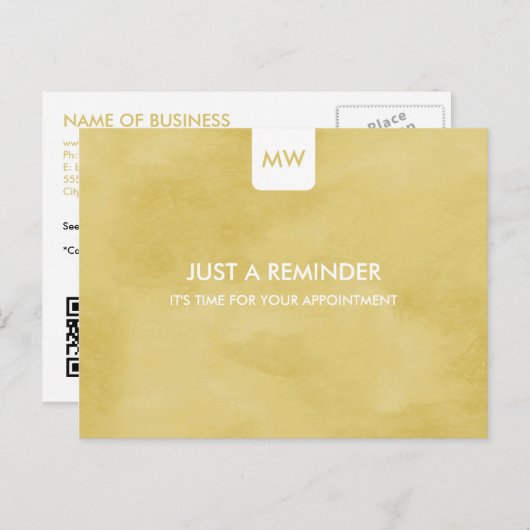 Simple Goldenrod Chic Appointinder QR-code Briefkaart (Voorkant / Achterkant)