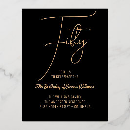 Simple Goud | 50ste verjaardag  Folie Uitnodiging Briefkaart