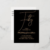 Simple Goud | 50ste verjaardag Folie Uitnodiging Briefkaart (Voorkant / Achterkant)