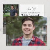 Simple Grad Party Photo Calligraphy Personalize Bedankkaart (Voorkant / Achterkant)