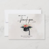 Simple Graduate Cap Flowers Modern Graduation Bedankkaart (Voorkant)