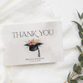 Simple Graduate Cap Flowers Modern Graduation Bedankkaart