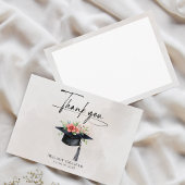 Simple Graduate Cap Flowers Modern Graduation Bedankkaart