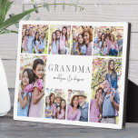 Simple Grandma Photo Collage Fotoplaat<br><div class="desc">Personalized "Grandma" Photo Plaque with Easel Stand. This simple and elegant photo plaque is a beautiful way to showcase cherished memories. The design features space for eight photos, arranged in a border around the edges while keeping the focus on the meaningful text in the center. At the center, "Grandma" is...</div>