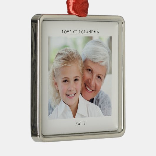Simple Grandma Photo Personalized  Metalen Ornament (Rechts)