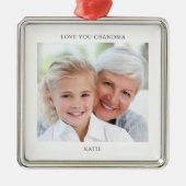 Simple Grandma Photo Personalized  Metalen Ornament (Voorkant)