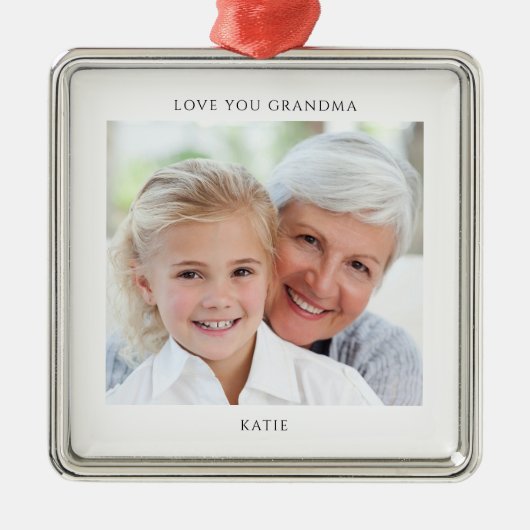 Simple Grandma Photo Personalized  Metalen Ornament (Voorkant)
