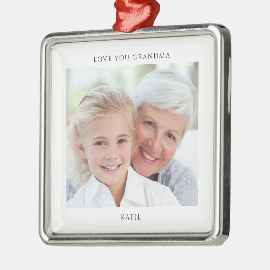 Simple Grandma Photo Personalized  Metalen Ornament (Links)