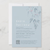 Simple grass and berries dusty blue sketch photo kaart (Voorkant)