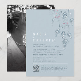 Simple grass and berries dusty blue sketch photo kaart