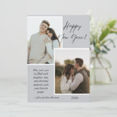 Simple Gray and White New Years Photo Collage Card (Staand voorkant)