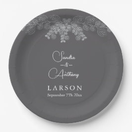 Simple Gray Line Art Eucalyptus Wedding Napkins Papieren Bordje