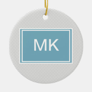 Simple Gray ZigZag Keramisch Ornament