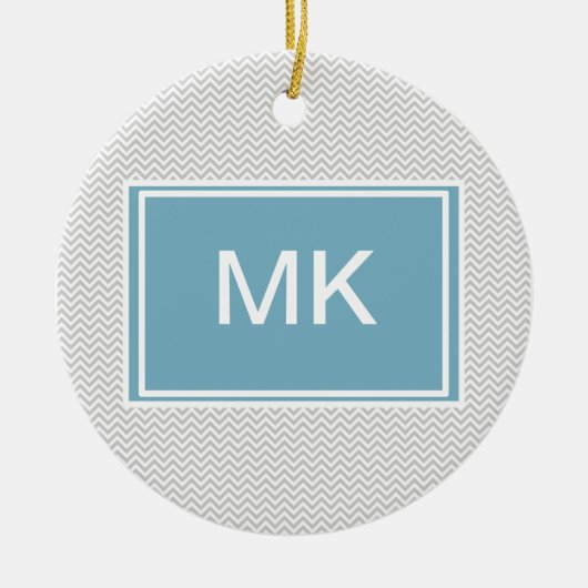 Simple Gray ZigZag Keramisch Ornament (Voorkant)