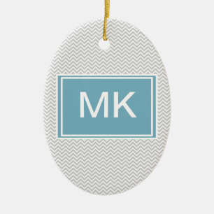 Simple Gray ZigZag Keramisch Ornament