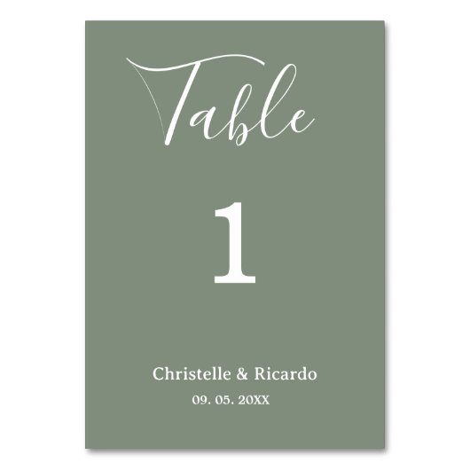Simple gree sage bruiloft-kalligrafie kaart (Voorkant)