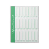 Simple Green 8.5x11 Three Column Checklist Notitieblok (Linkerzijde)