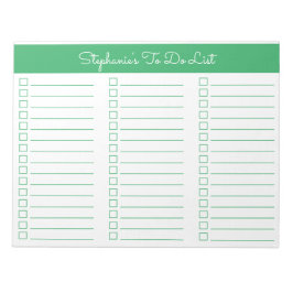 Simple Green 8.5x11 Three Column Checklist Notitieblok