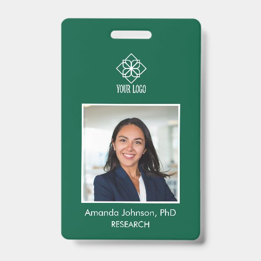 Simple Green aangepast logo personeelsfoto ID Badge (Voorzijde)