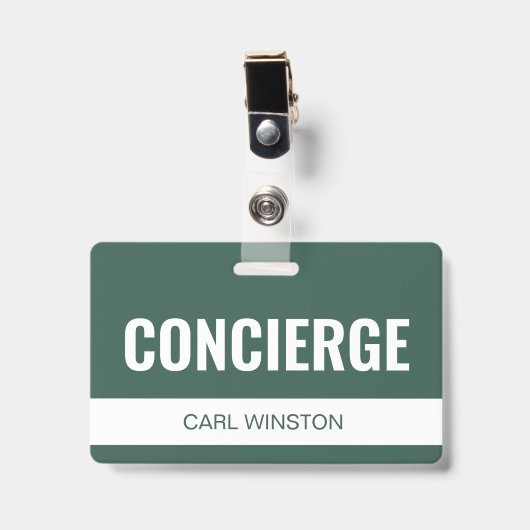 Simple Green Aangepaste Hotel Concierge Personeels Badge (Voorzijde met clip)