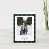 Simple Green Black Plaid Border 3 Photo Christmas Feestdagen Kaart (Voorkant)