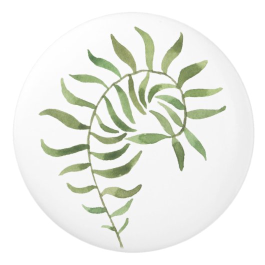 Simple Green Botanical Fern Keramische Knop (Voorkant)