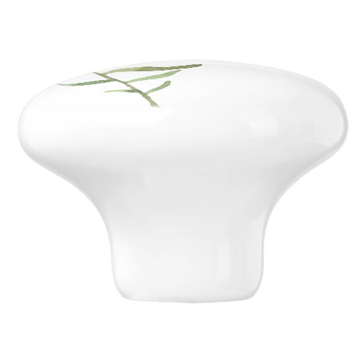 Simple Green Botanical Fern Keramische Knop (Zijkant)