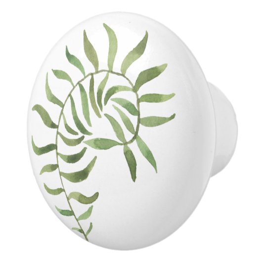 Simple Green Botanical Fern Keramische Knop (Rechts)