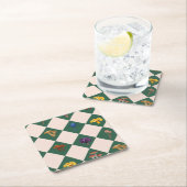 Simple green check with mushrooms kartonnen onderzetters (Insitu)