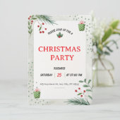 Simple Green Christmas Party Invitation Card Kaart (Staand voorkant)