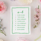 Simple Green Doodle Wedding Seating Chart Card Kaart