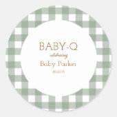 Simple Green Gingham Baby Shower Sticker (Voorkant)