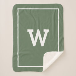 Simple Green Initiaal Monogram Sherpa Blanket Deken