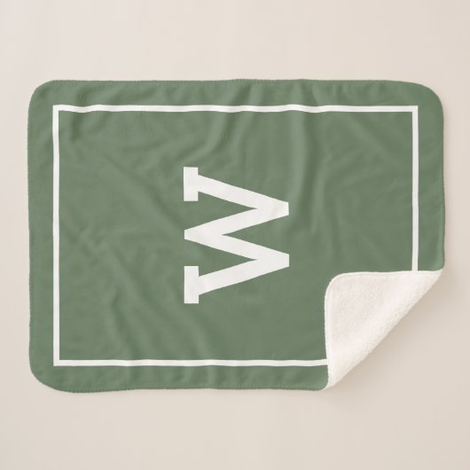 Simple Green Initiaal Monogram Sherpa Blanket Deken (Voorkant (horizontaal))