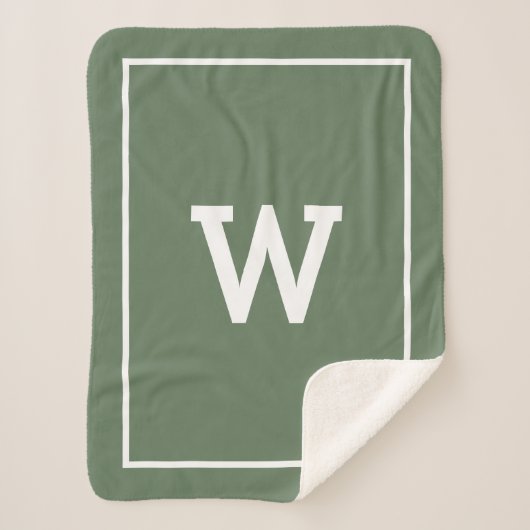Simple Green Initiaal Monogram Sherpa Blanket Sherpa Deken (Voorkant)