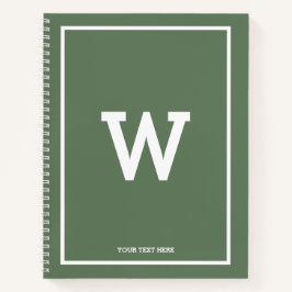 Simple Green Initiaal Monogram Sketchbook Notitieboek