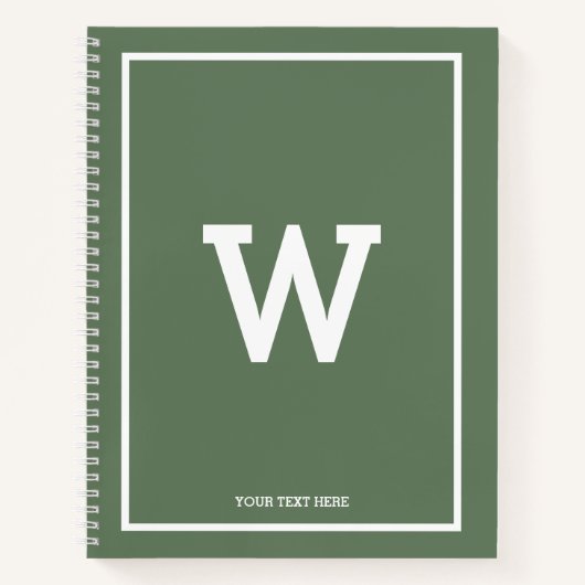 Simple Green Initiaal Monogram Sketchbook Notitieboek (Voorkant)