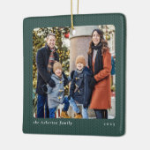 Simple green knit frame one photo Christmas Keramisch Ornament (Links)