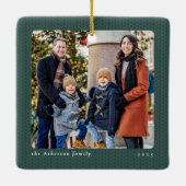 Simple green knit frame one photo Christmas Keramisch Ornament (Achterkant)