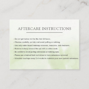 Simple Green Lash Extension Microblading Aftercare Visitekaartje