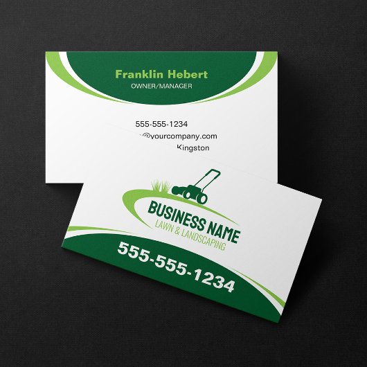 Simple Green Lawn Landscaping Mowing Service Visitekaartje