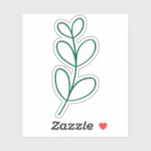 Simple Green Leaf Line Art Sticker (Vel)