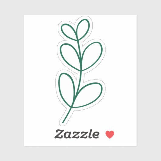 Simple Green Leaf Line Art Sticker (Vel)