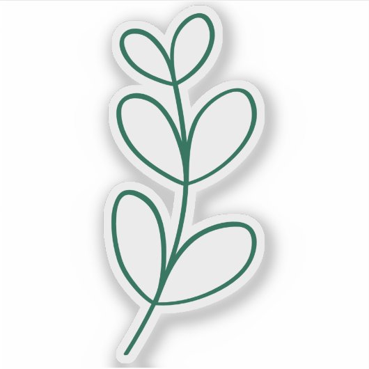 Simple Green Leaf Line Art Sticker (Voorkant)